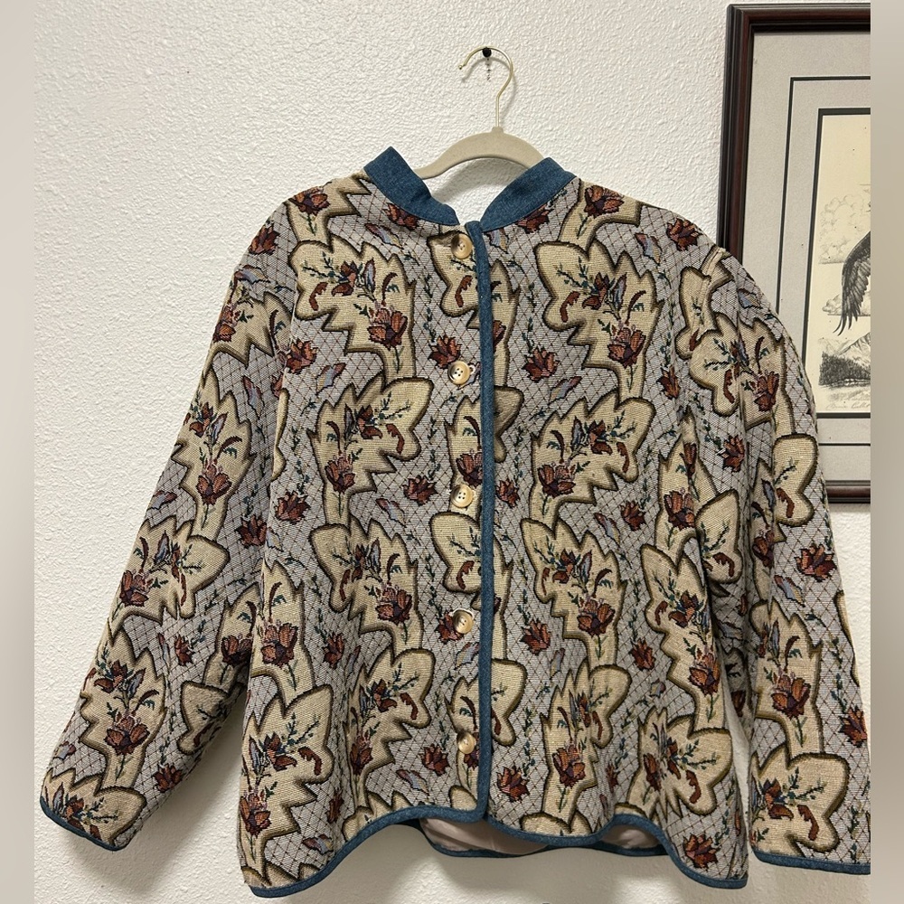 Vintage Floral Patterned Women's Jacket XXL